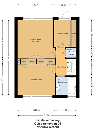 Floorplan - Guldemondvaart 26, 2211 JC Noordwijkerhout